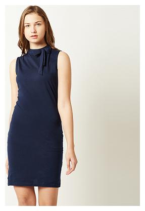 

Women s Navy Blue Solid Sleeveless Round Neck Mini Bodycon Dresses