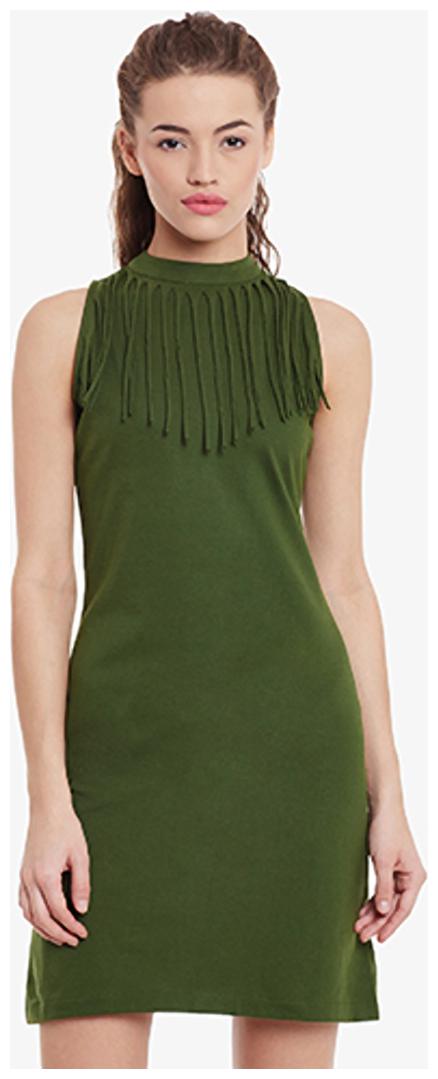 

Miss Chase Women s Olive Round Neck Sleeveless Solid Mini Bodycon Dress