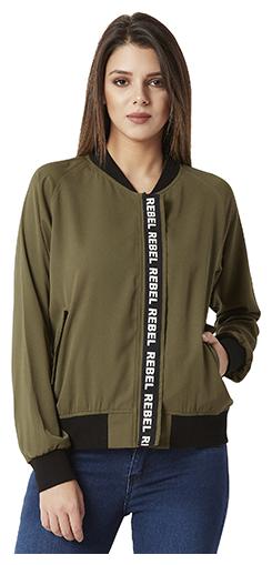

Miss Chase Women Solid Bomber Jacket - Green