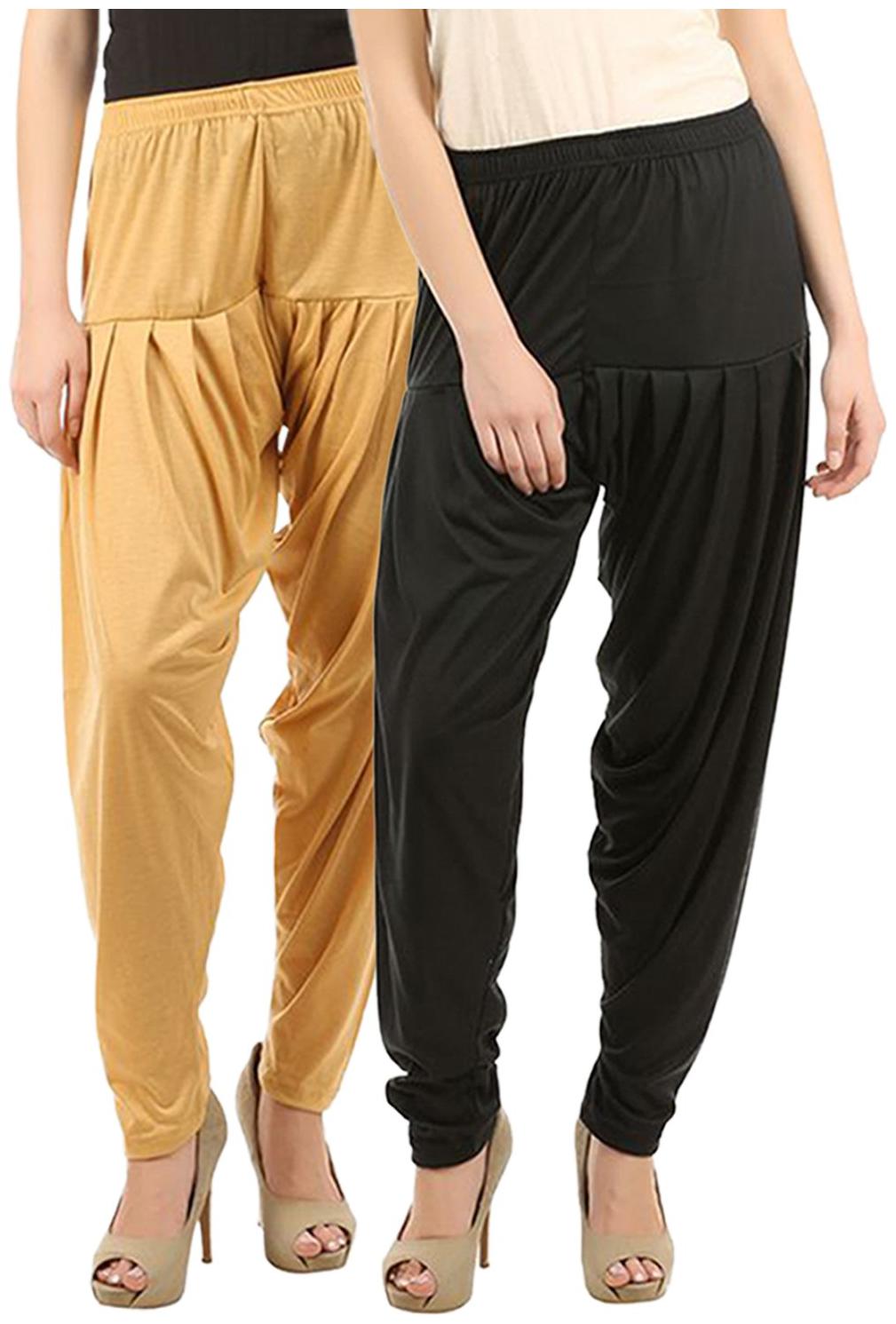 

BRAND FLEX Lycra Patiala - Black Beige