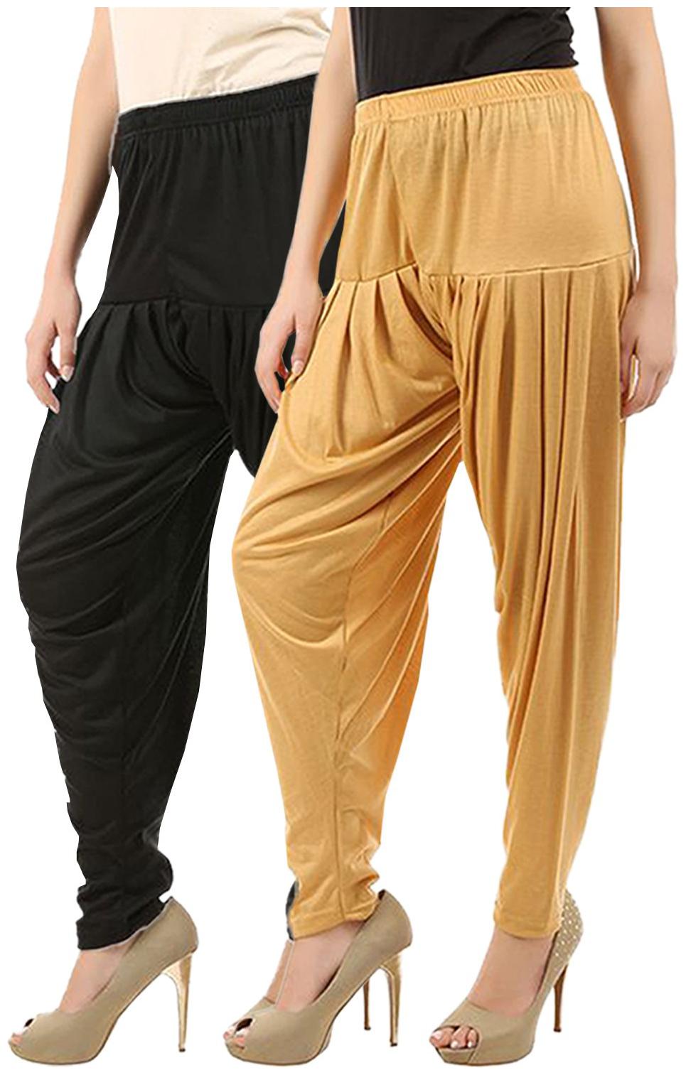 

BRAND FLEX Lycra Patiala - Black Beige