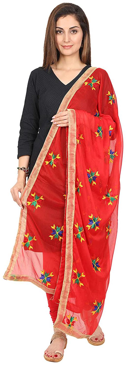 

Women s Phulkari Booti Dupatta