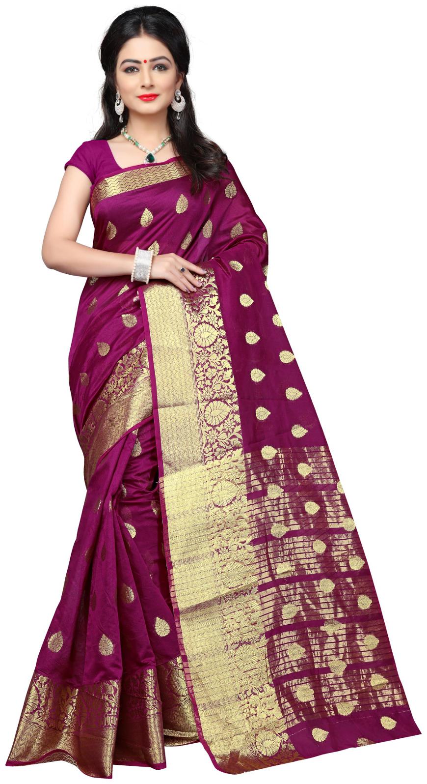 

Women s Purple Colour Banarasi Silk Designer Weaving Saree by brand Manvaa