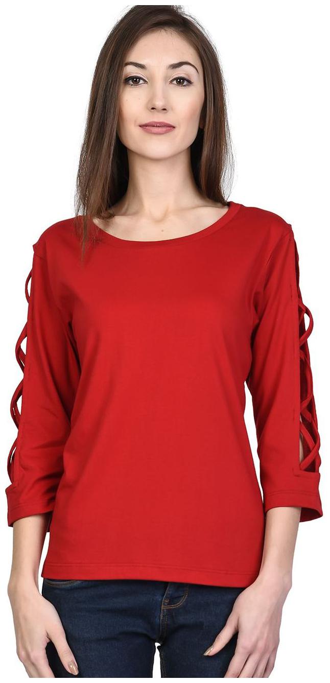 

Women s Round Neck 3 4th Sleeves Cotton Blend Top T-Shirt