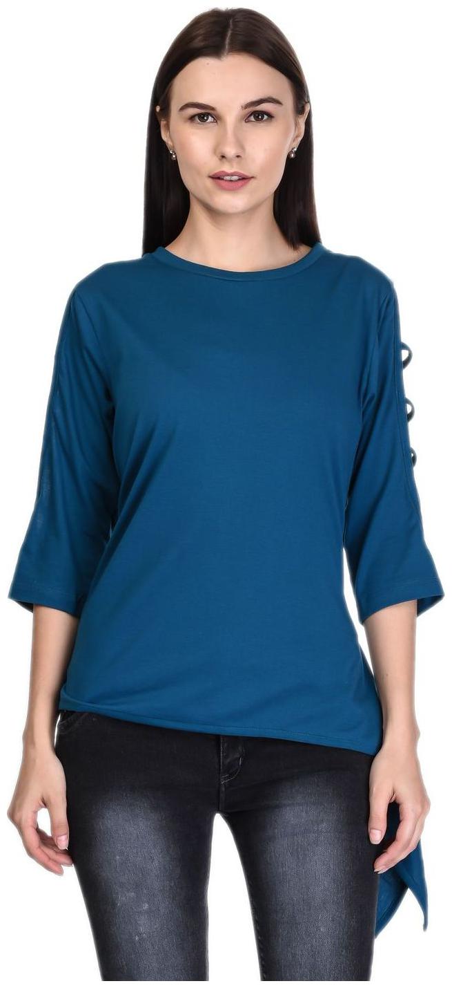 

Women s Round Neck 3 4th Sleeves Cotton Blend Top