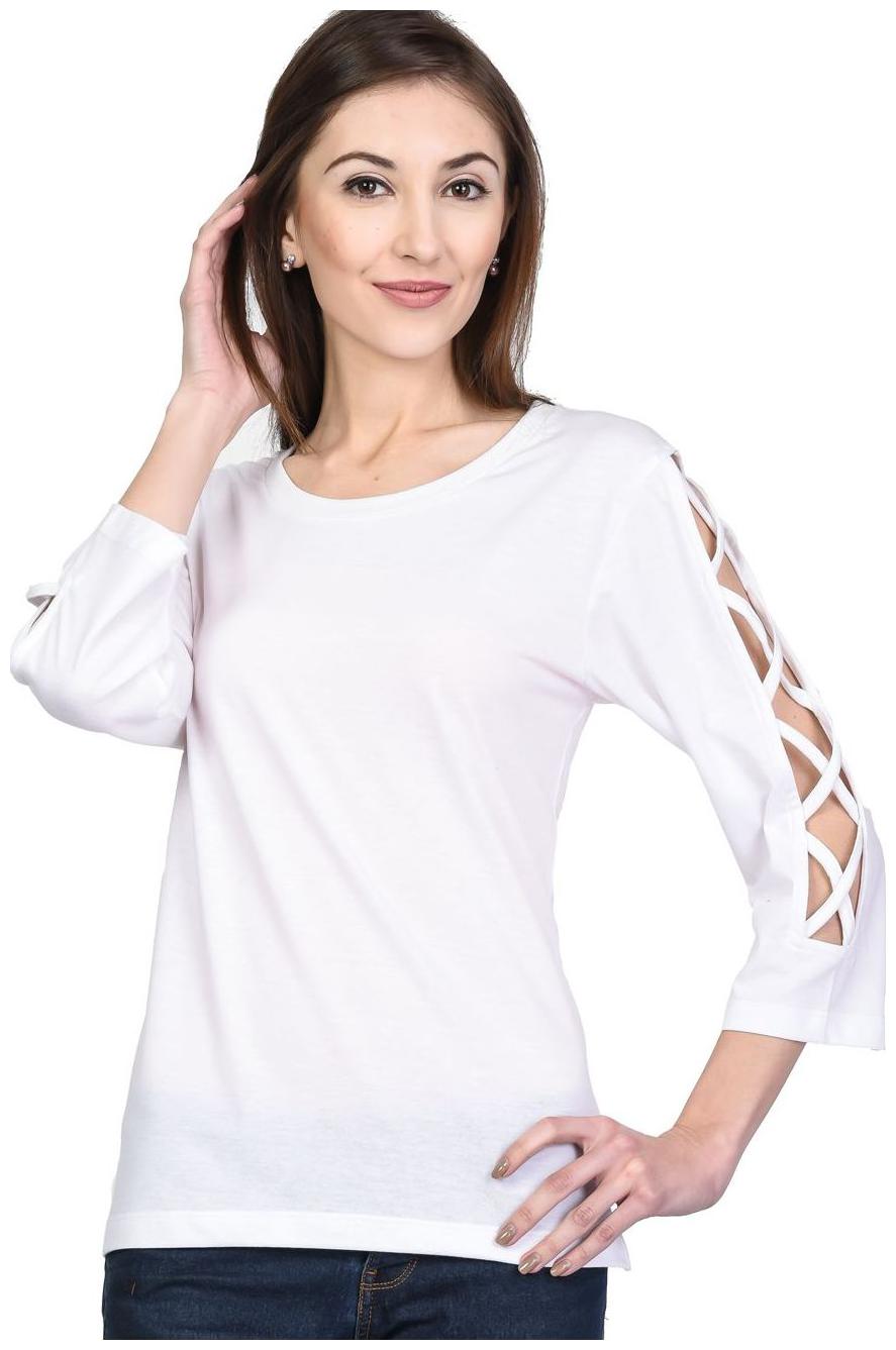 

Women s Round Neck 3 4th Sleeves Cotton Blend Top T-Shirt