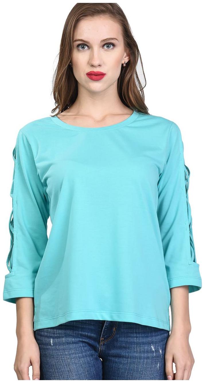 

Women s Round Neck 3 4th Sleeves Cotton Blend Top T-Shirt ( TW12 TU )