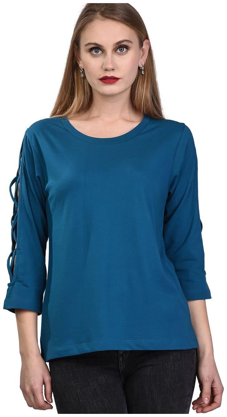 

Women s Round Neck 3 4th Sleeves Cotton Blend Top T-Shirt ( TW12 TL )