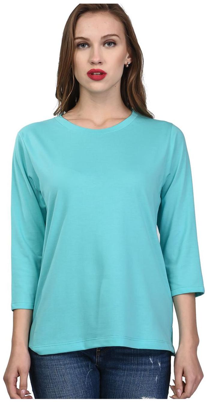 

Women s Round Neck 3 4th Sleeves Cotton Blend Top T-Shirt