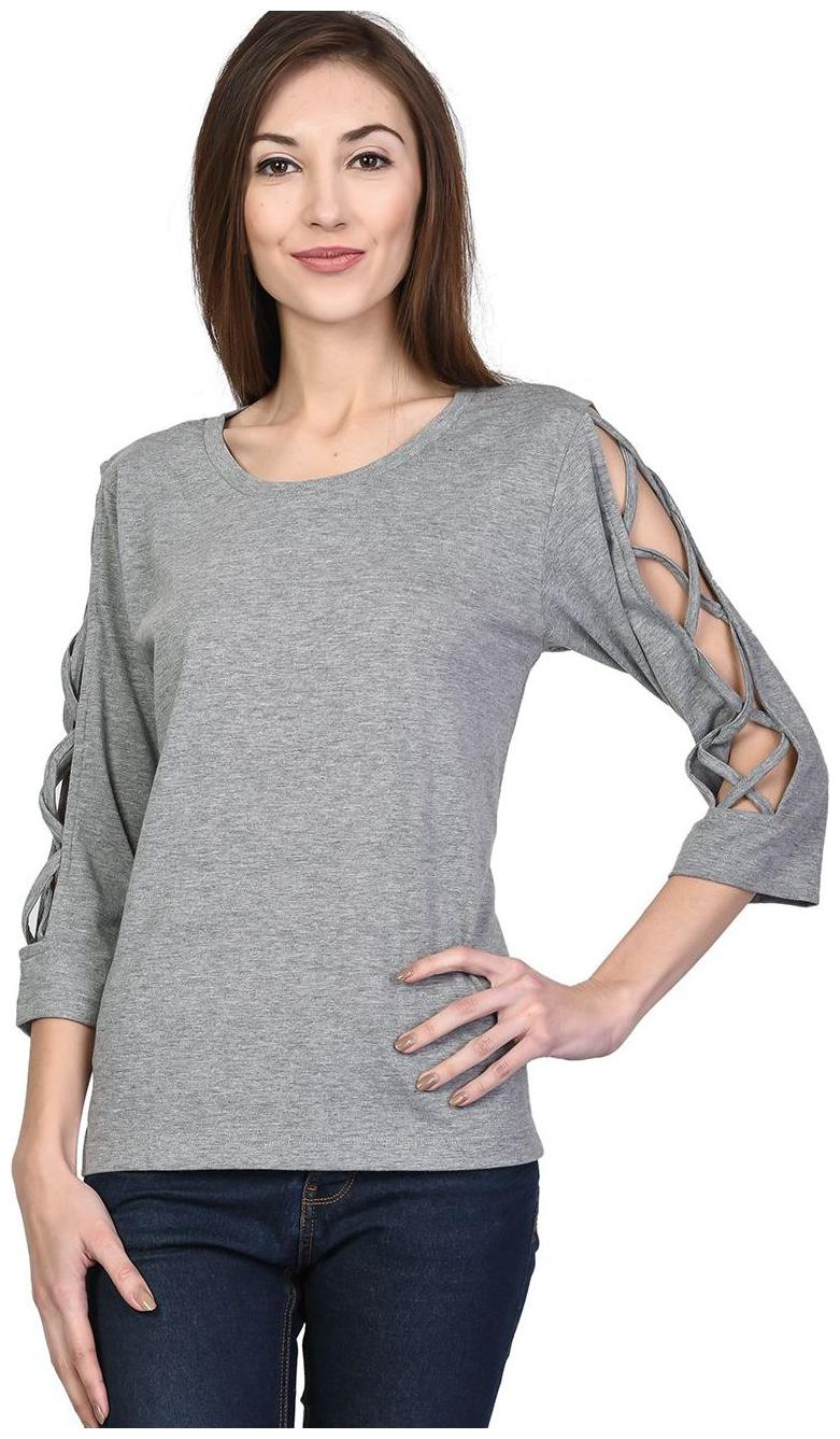 

Women s Round Neck 3 4th Sleeves Cotton Blend Top T-Shirt