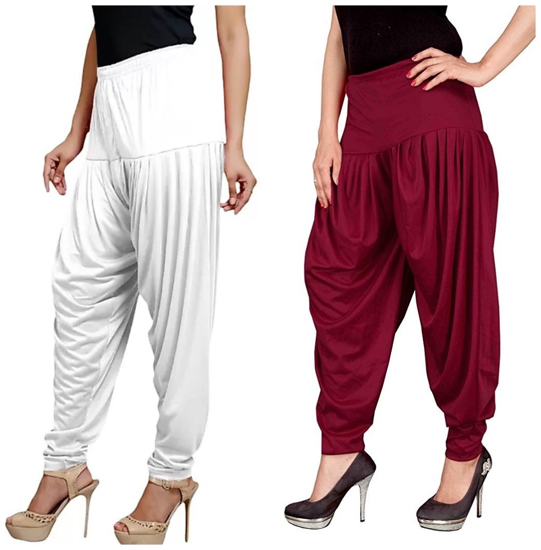 

Non Lycra Salwar - White Maroon
