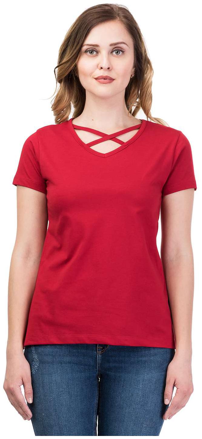 

Women s V -Neck Half Sleeves Cotton Blend Top T-Shirt