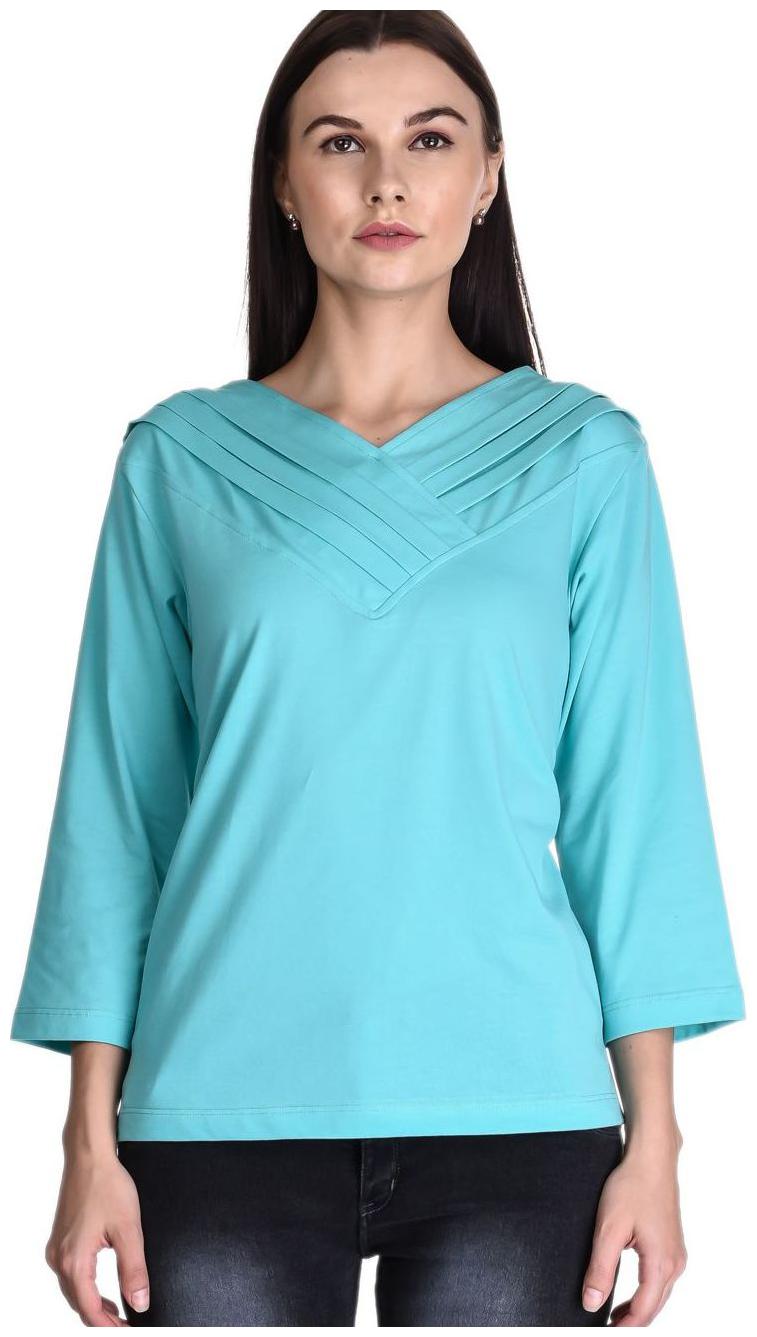 

Women s V -Neck 3 4th Sleeves Cotton Blend Top T-Shirt