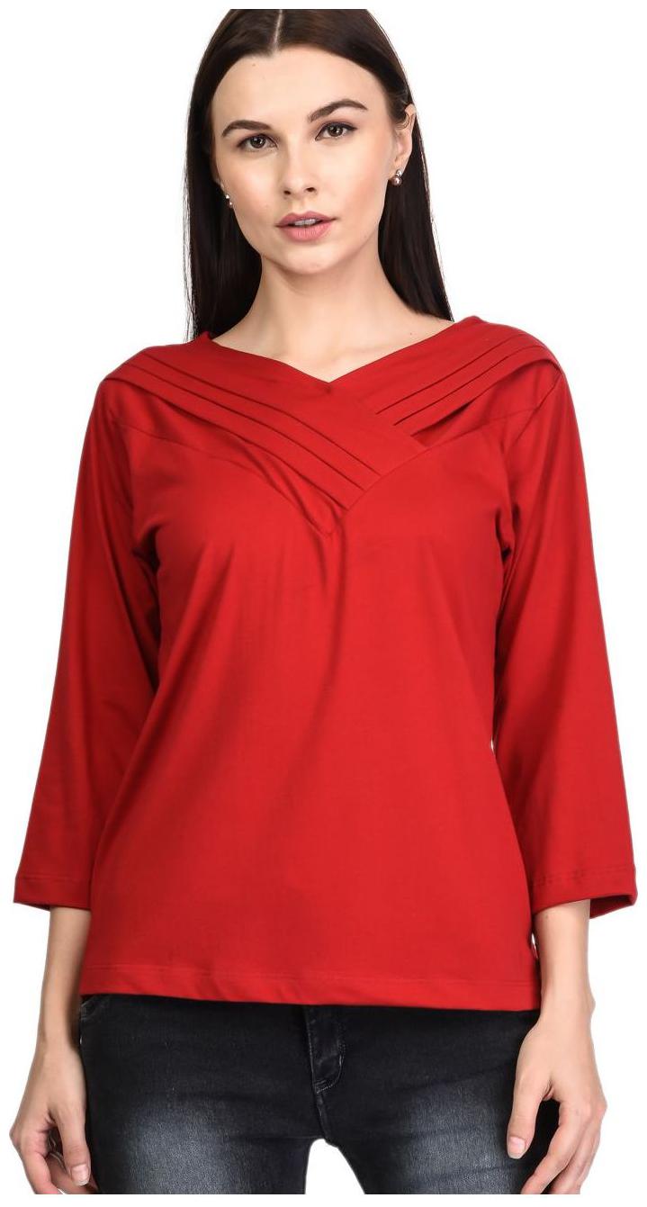 

Kalt Women Solid A-line top - Red
