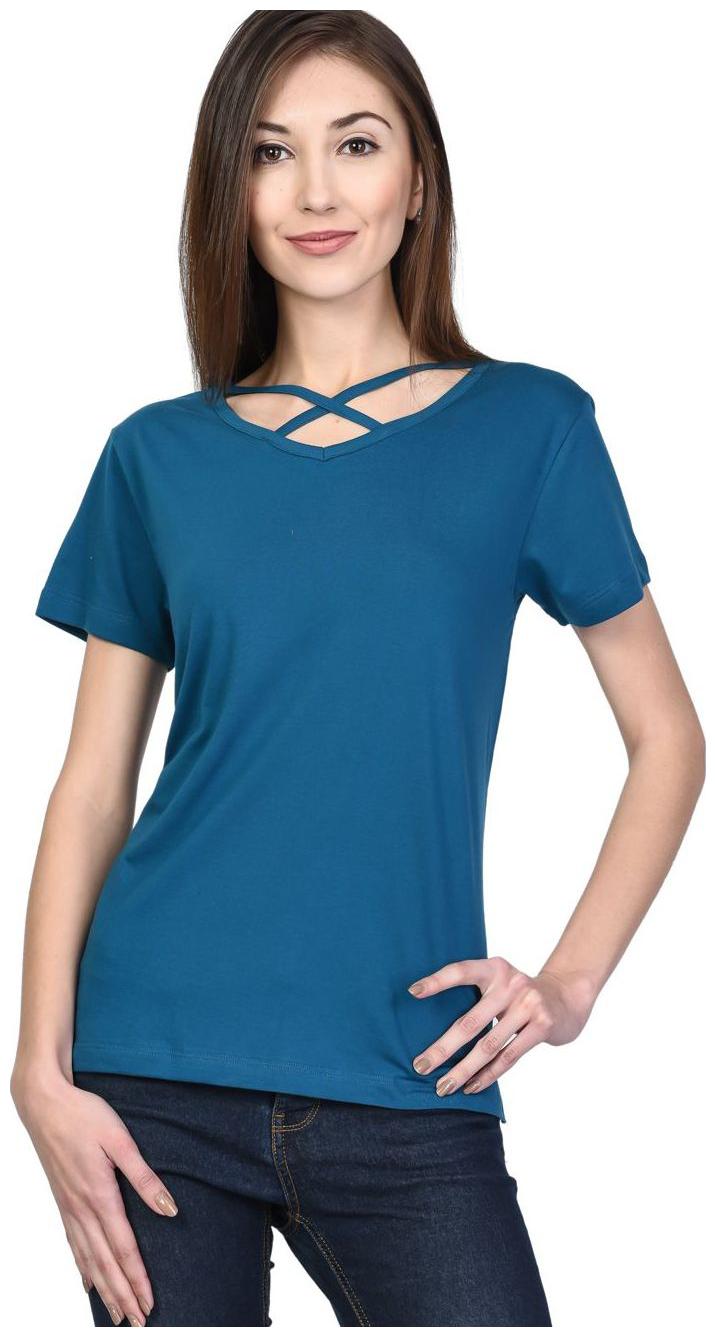 

Women s V -Neck Half Sleeves Cotton Blend Top T-Shirt