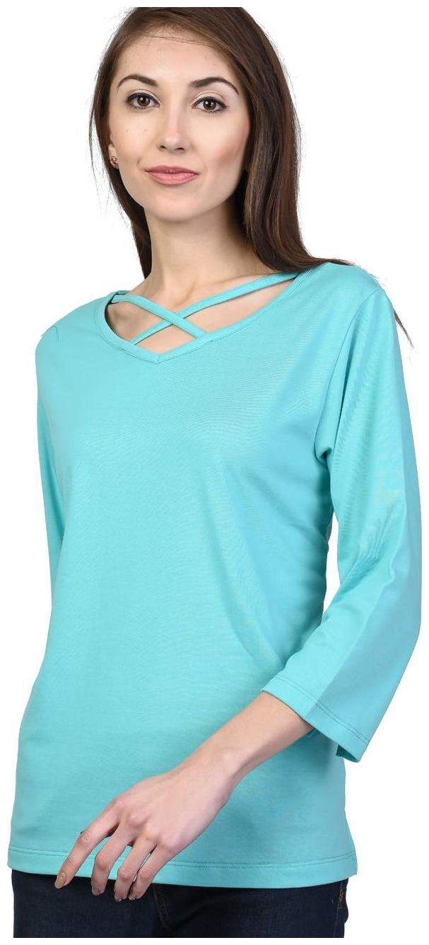 

Women s V -Neck 3 4th Sleeves Cotton Blend Top T-Shirt