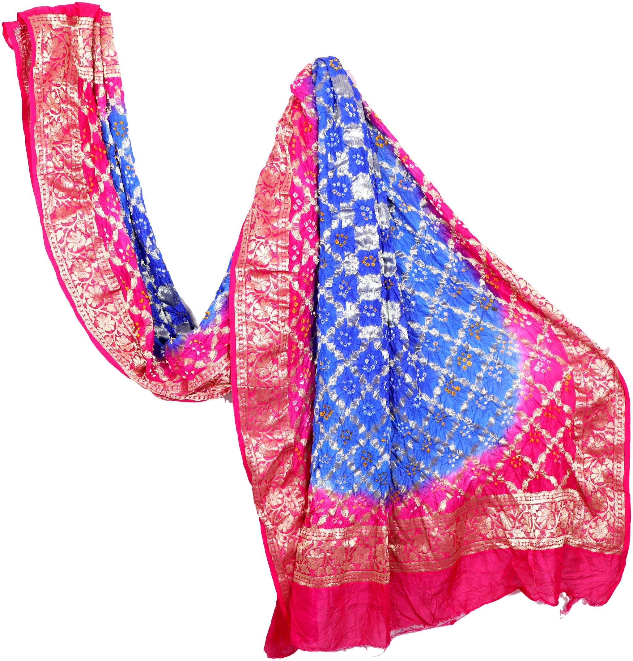 

Women s weaving Bandhani Banarasi Silk Dupatta With Zari work