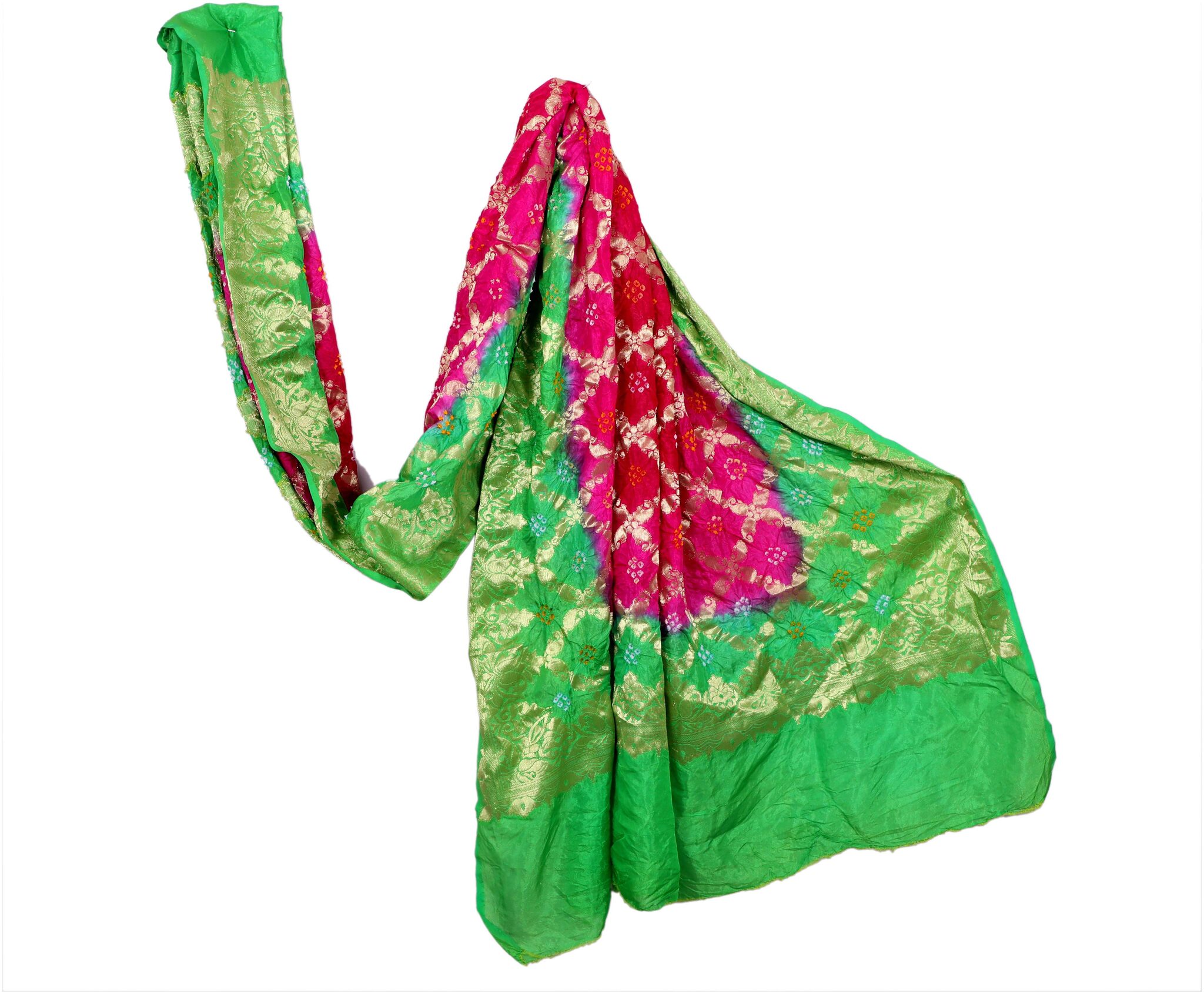 

Women s weaving Bandhani Banarasi Silk Dupatta With Zari work