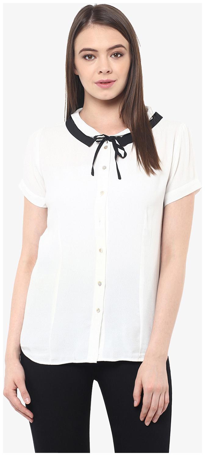 

Miss Chase Women s White Short Sleeve Round Neck Solid Top