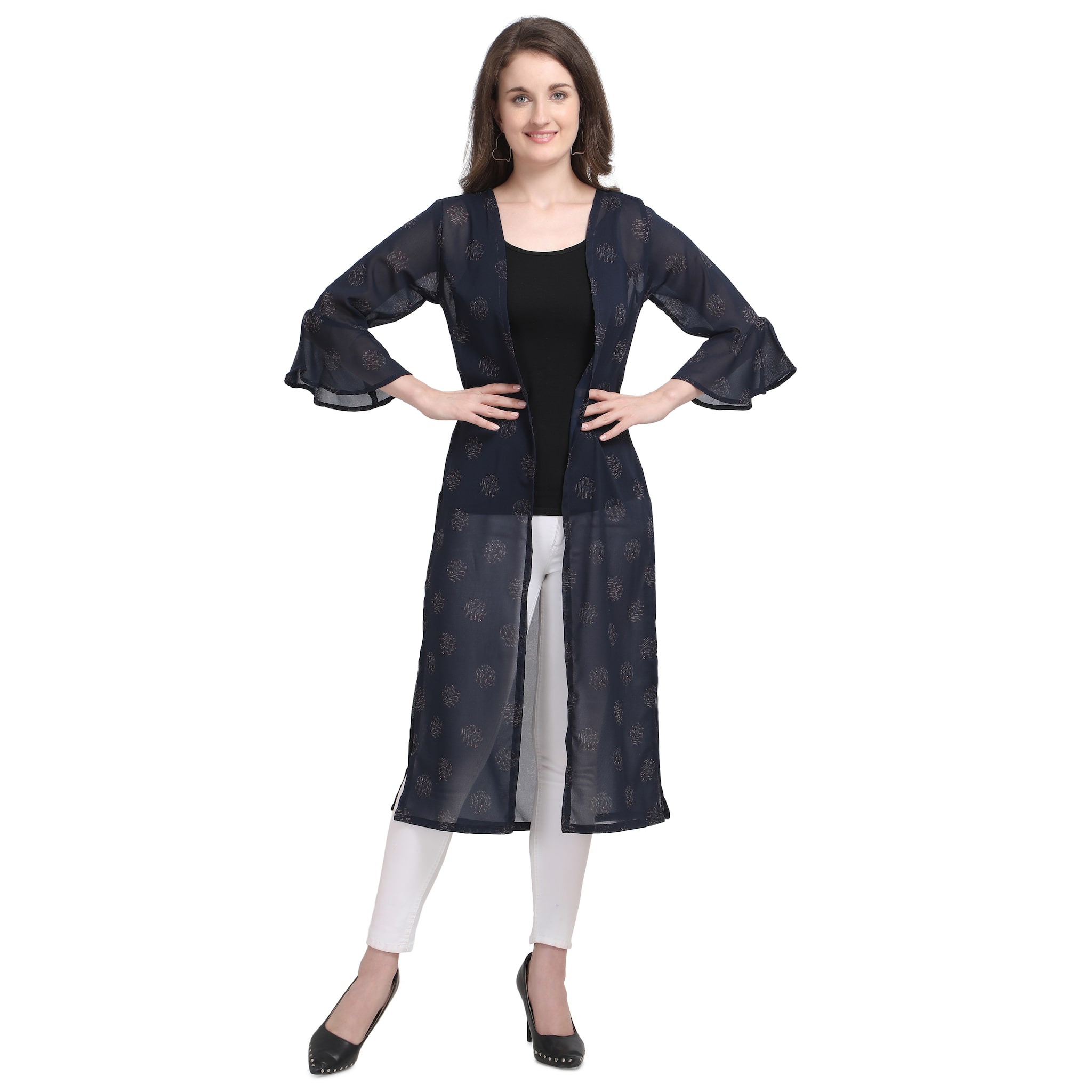 

Women Serein Navy Navy Blue Polyester Casual Shrug