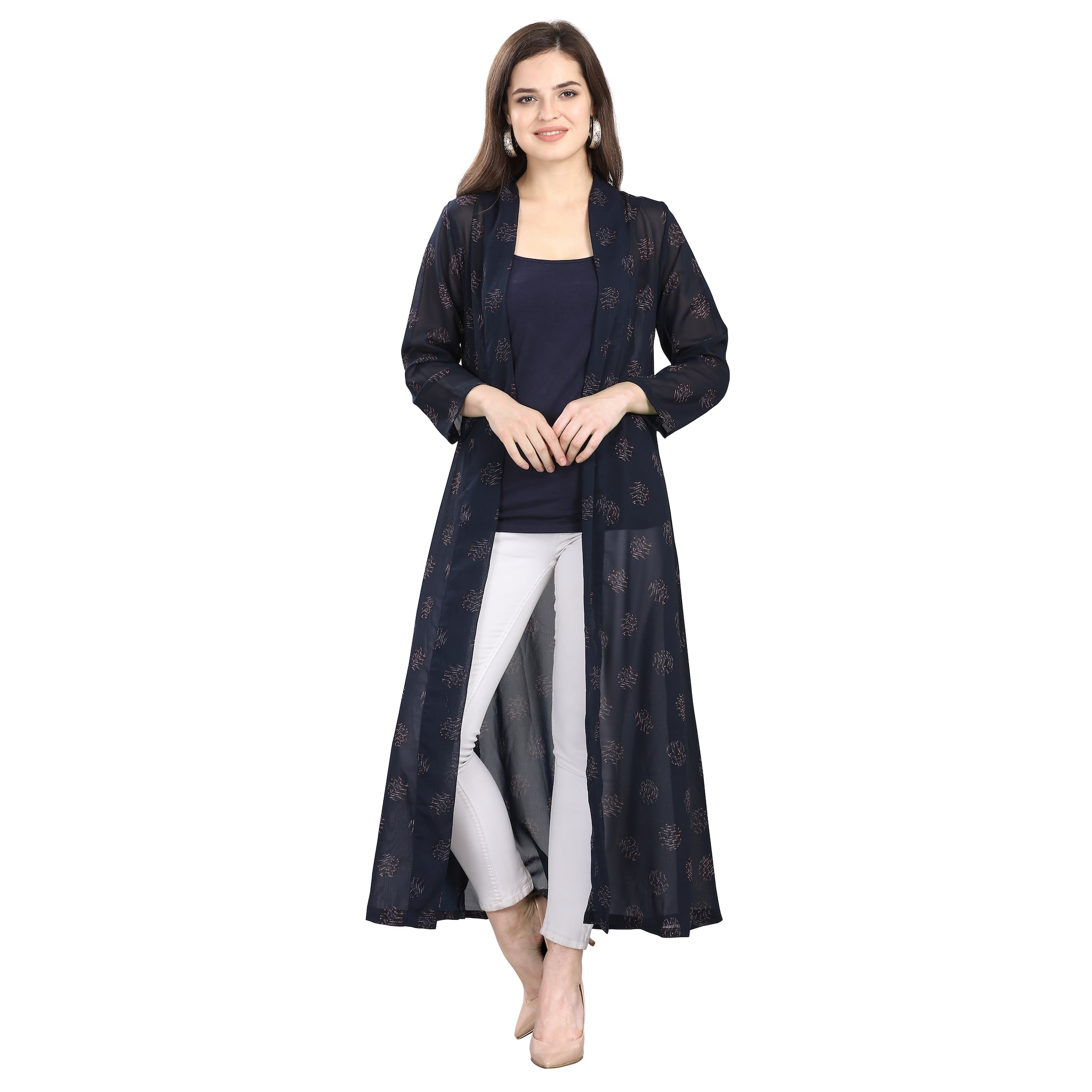 

Women Serein Navy Blue Georgette Casual Shrug
