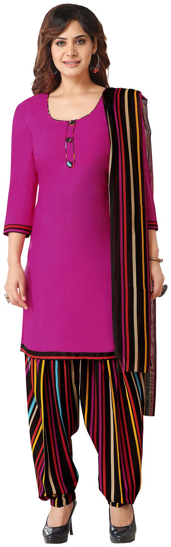 

Women Shoppee Pink Unstitched Kurta with bottom dupatta With dupatta Dress Material