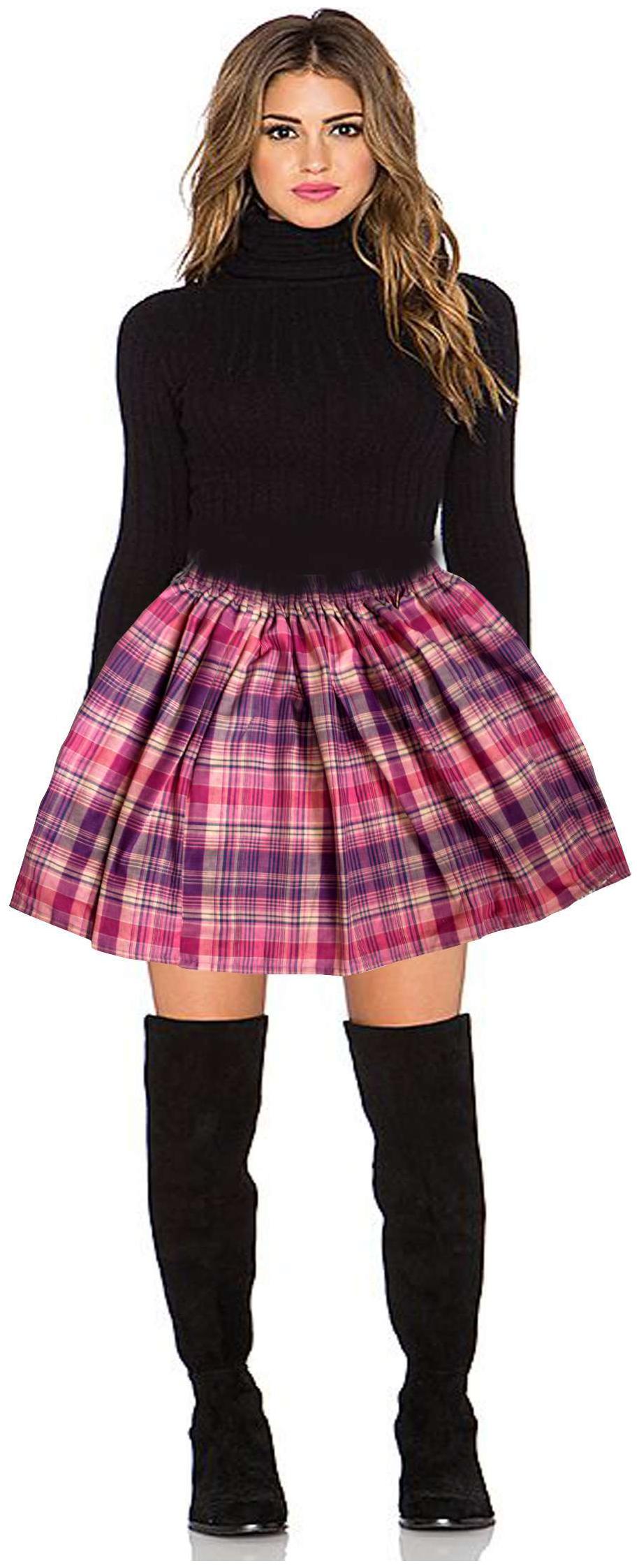 

POLKA Solid A-line skirt Mini Skirt - Purple