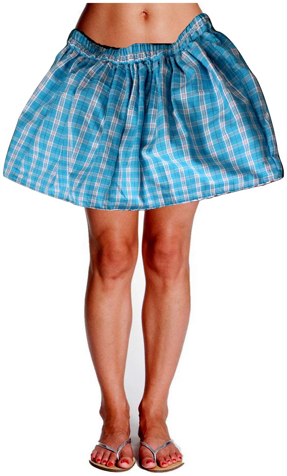 

POLKA Checked Solid A-line skirt Mini Skirt - Blue
