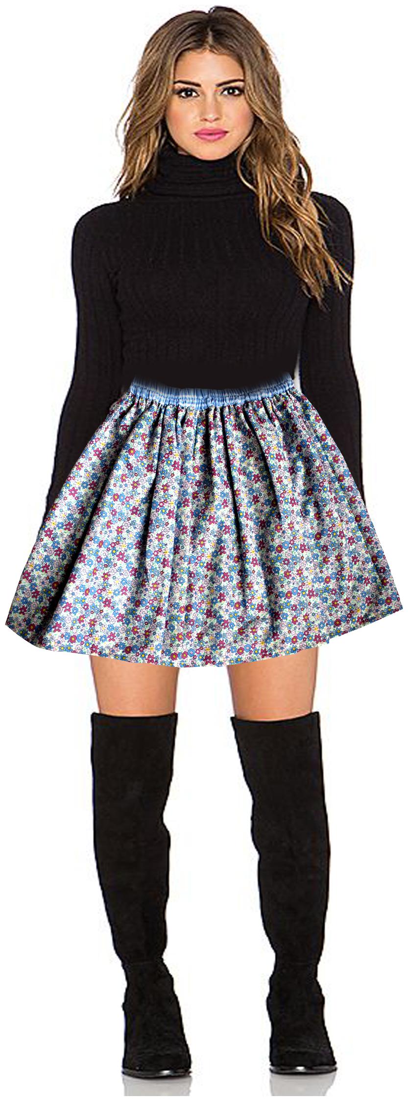 

POLKA Floral A-line skirt Mini Skirt - Blue