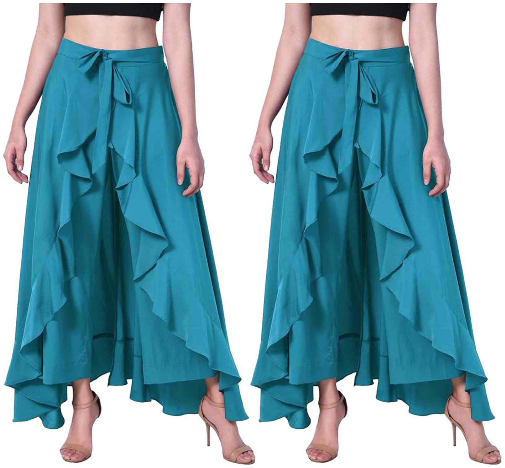 

JJ Fashion Blue Solid Straight Palazzo