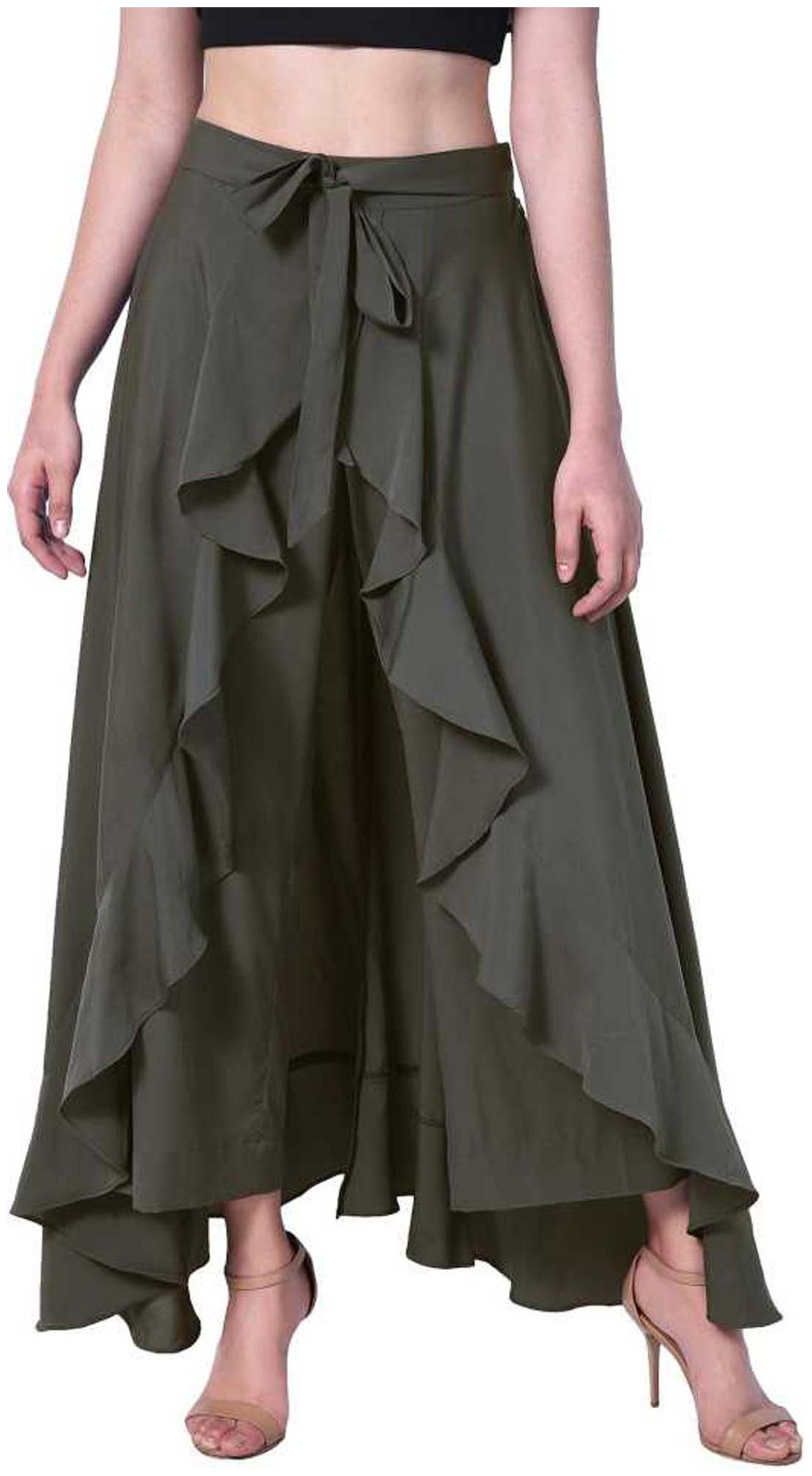 

JJ Fashion Green Solid Straight Palazzo