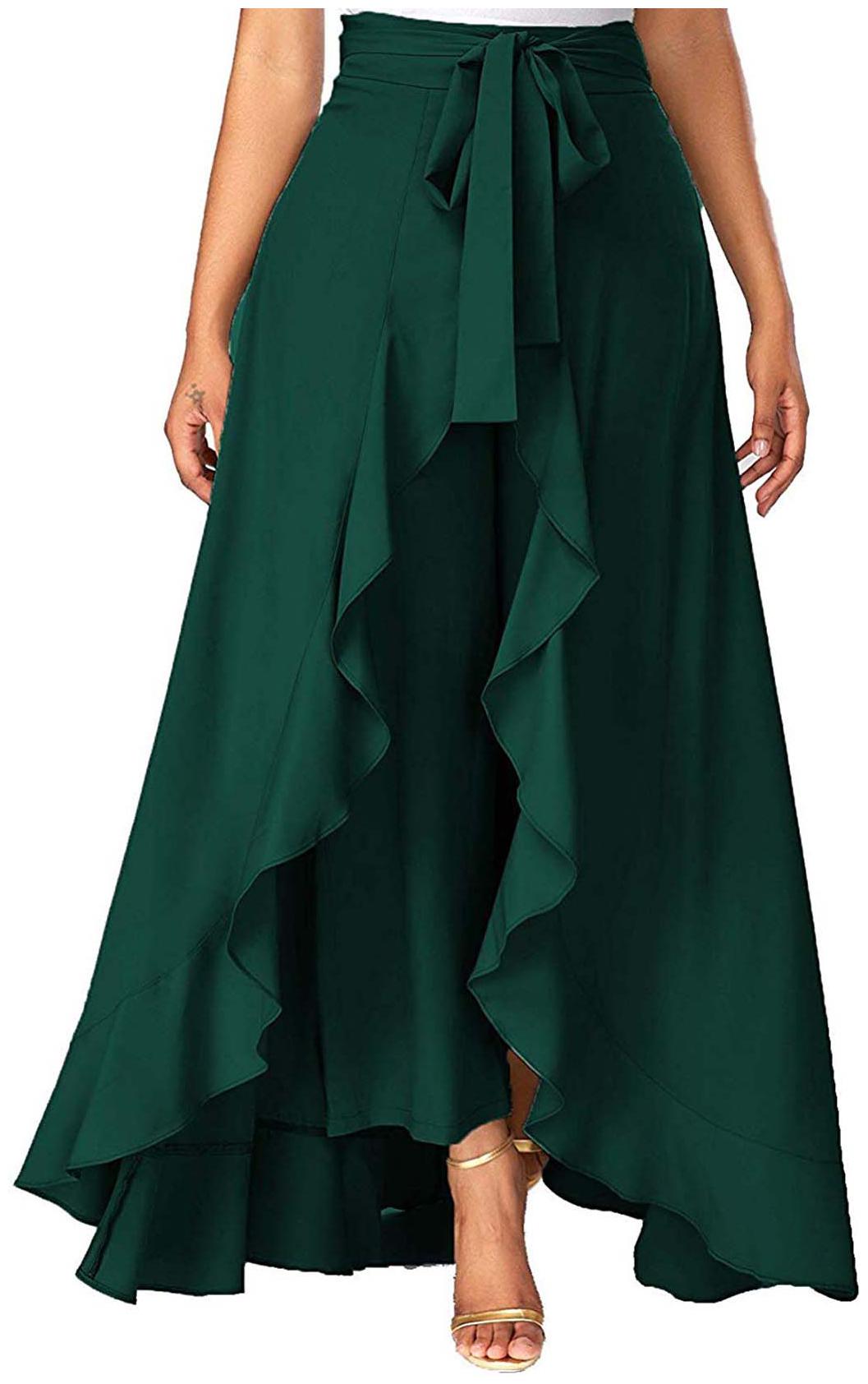 

JJ Fashion Green Solid Straight Palazzo