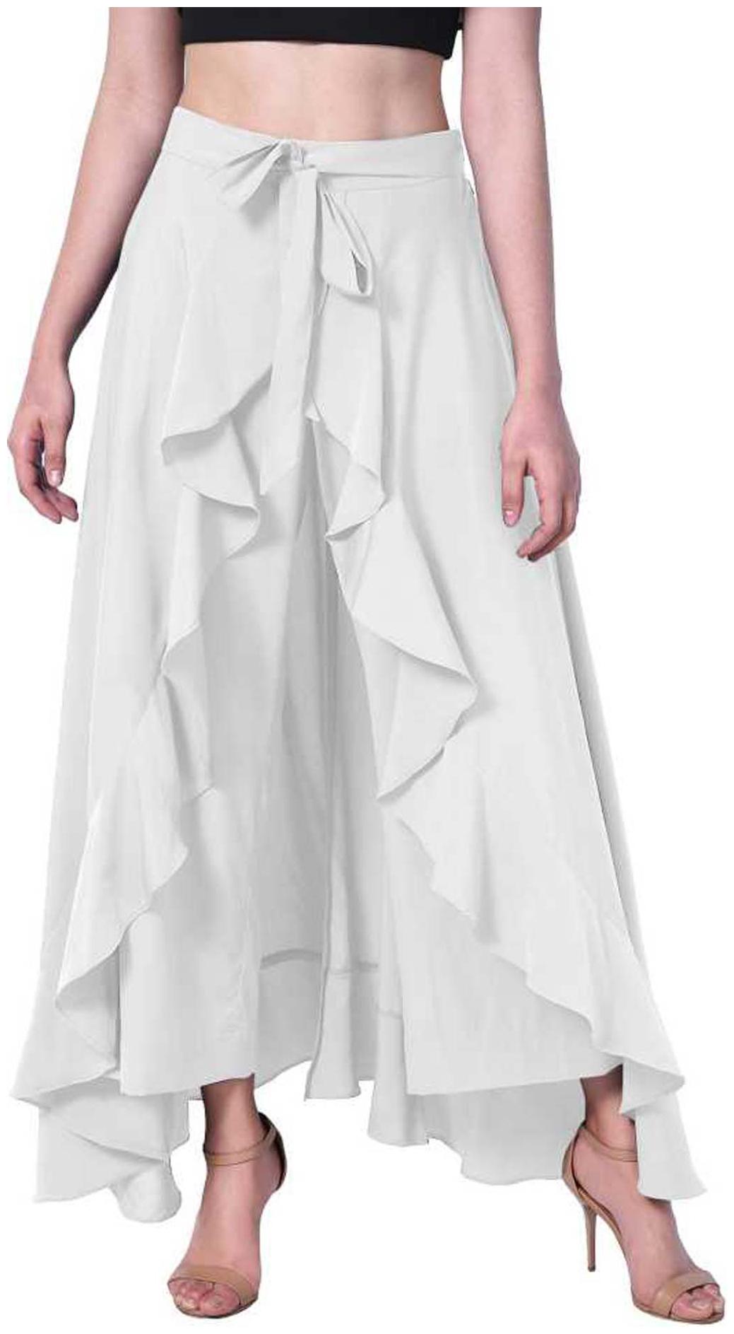 

JJ Fashion White Solid Straight Palazzo