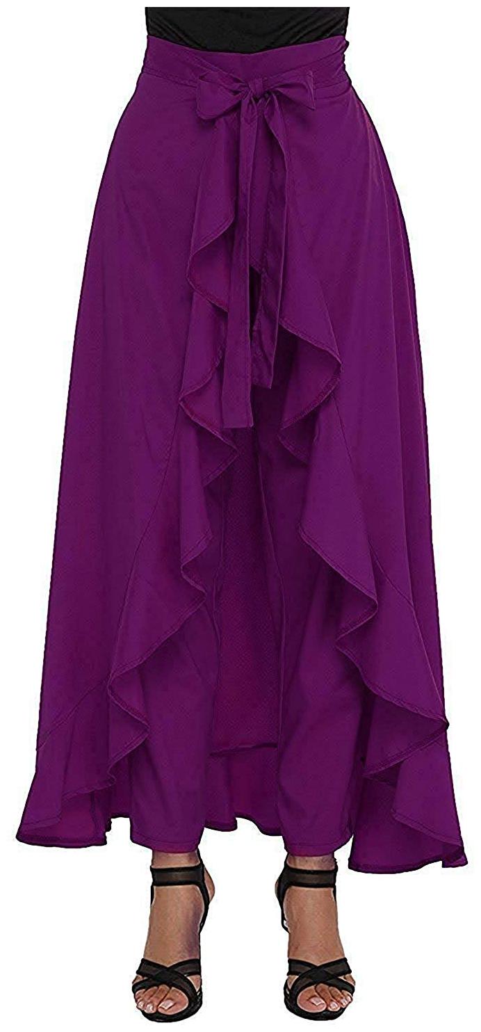 

JJ Fashion Purple Solid Straight Palazzo