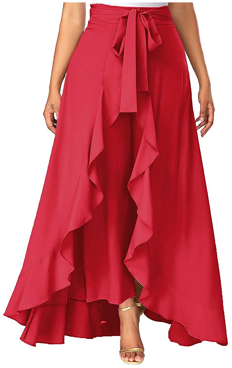 

JJ Fashion Red Solid Straight Palazzo