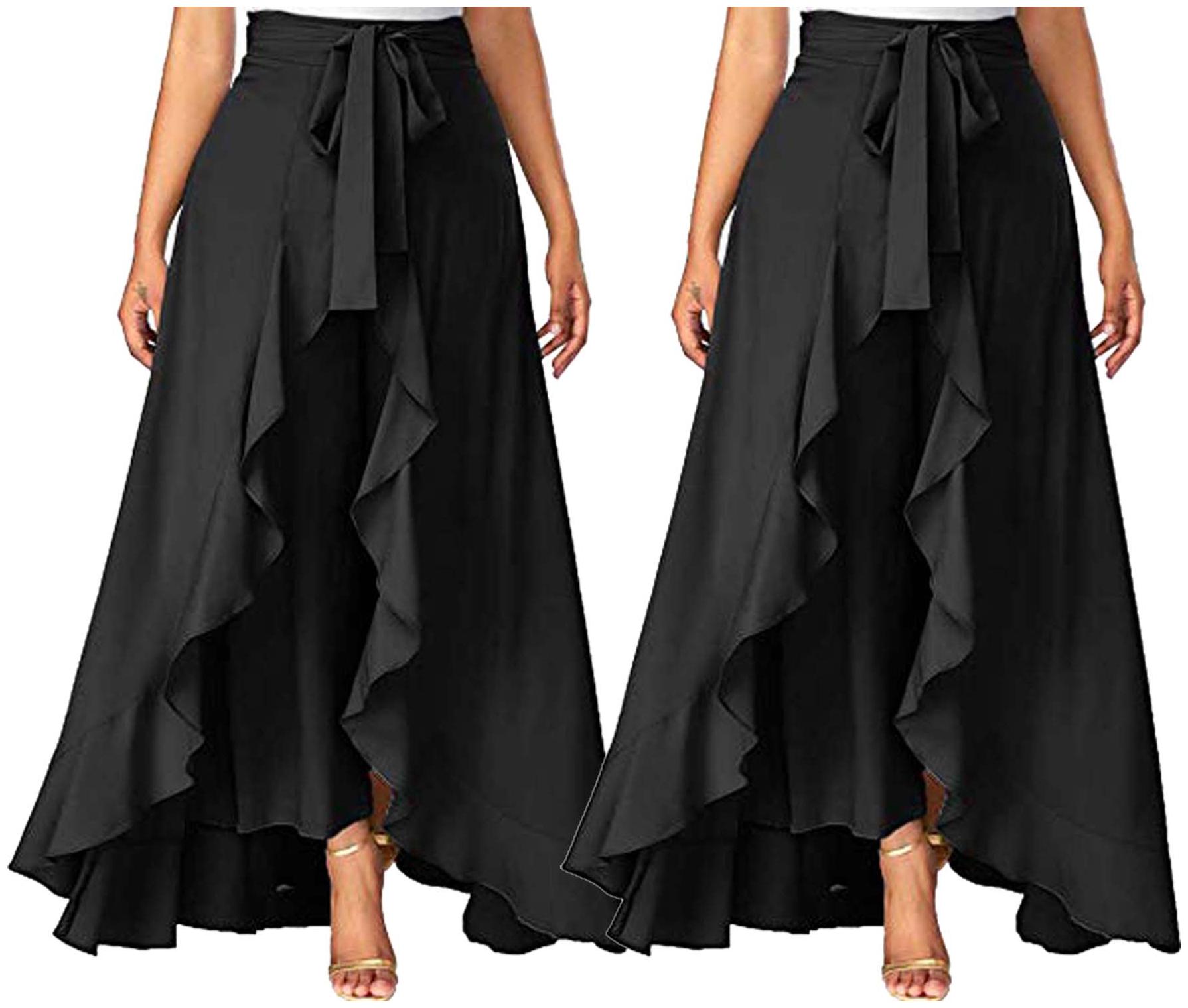 

JJ Fashion Black Solid Straight Palazzo