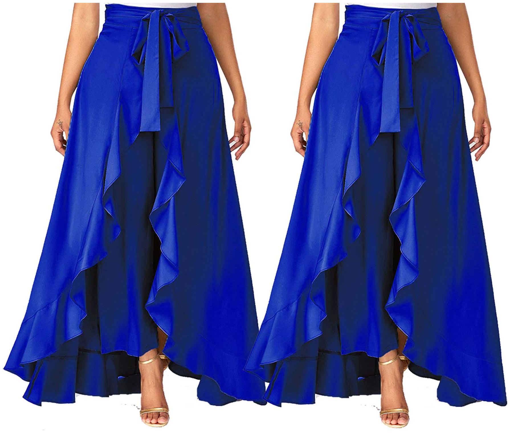 

JJ Fashion Blue Solid Straight Palazzo