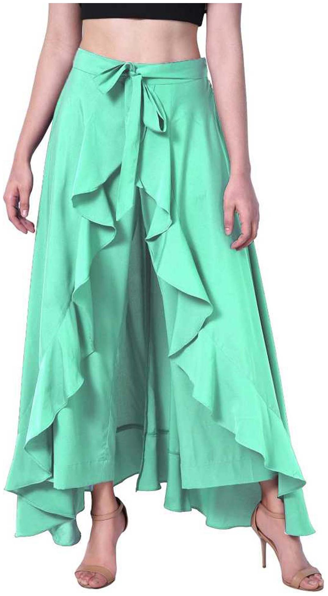 

JJ Fashion Green Solid Straight Palazzo