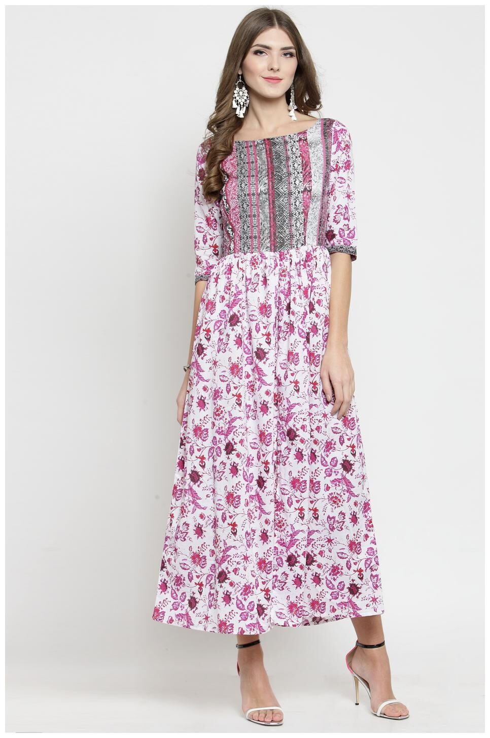 

Sera White Floral Fit flare dress
