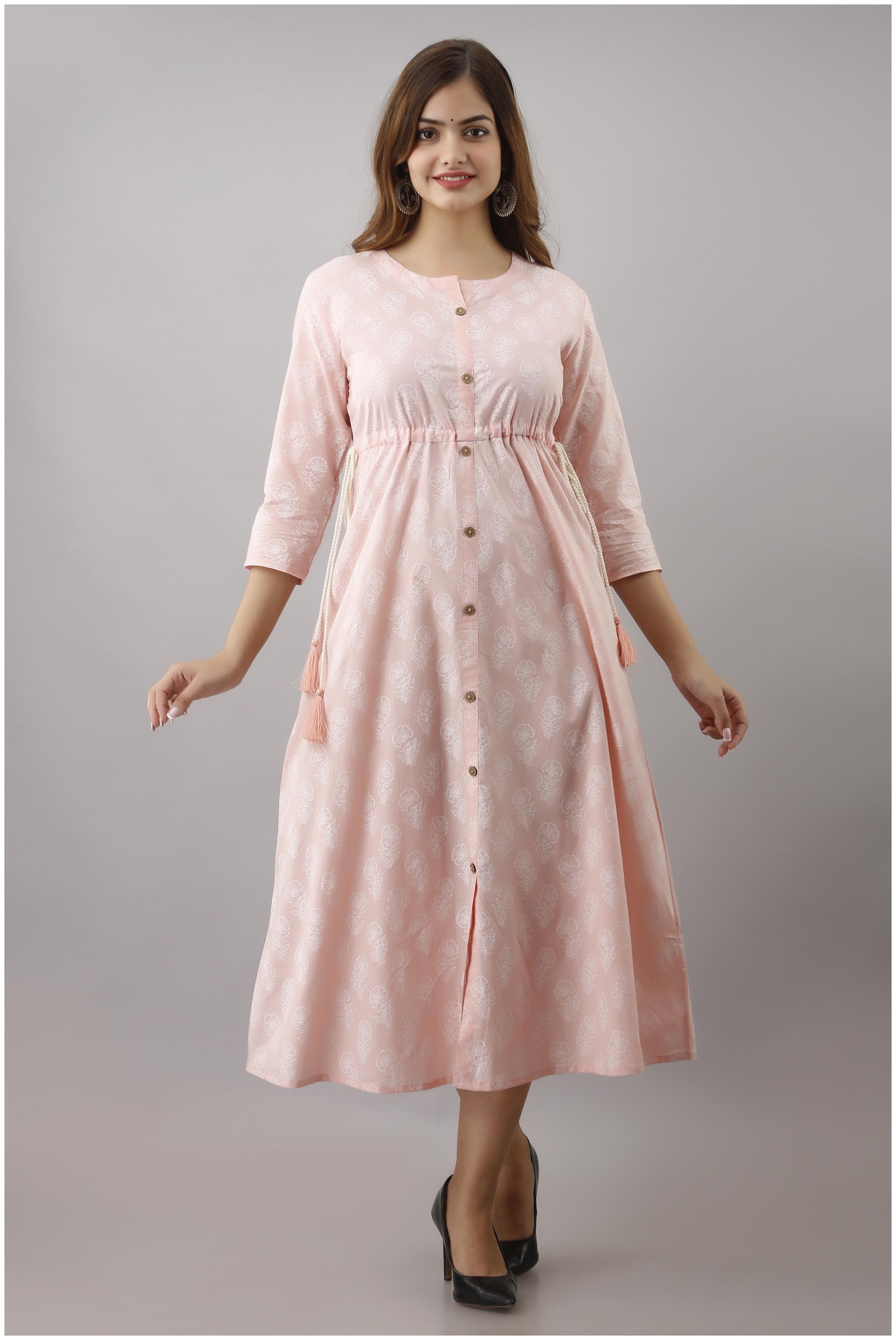 

Women Wish Women Rayon Floral Pink Kurta Dress