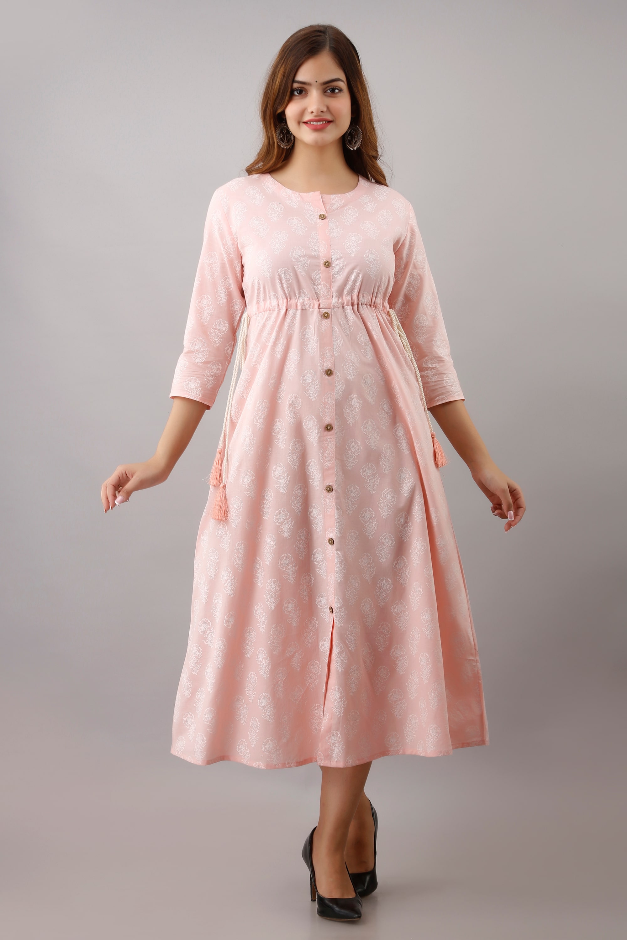 

Women Wish Women Rayon Floral Pink Kurta Dress