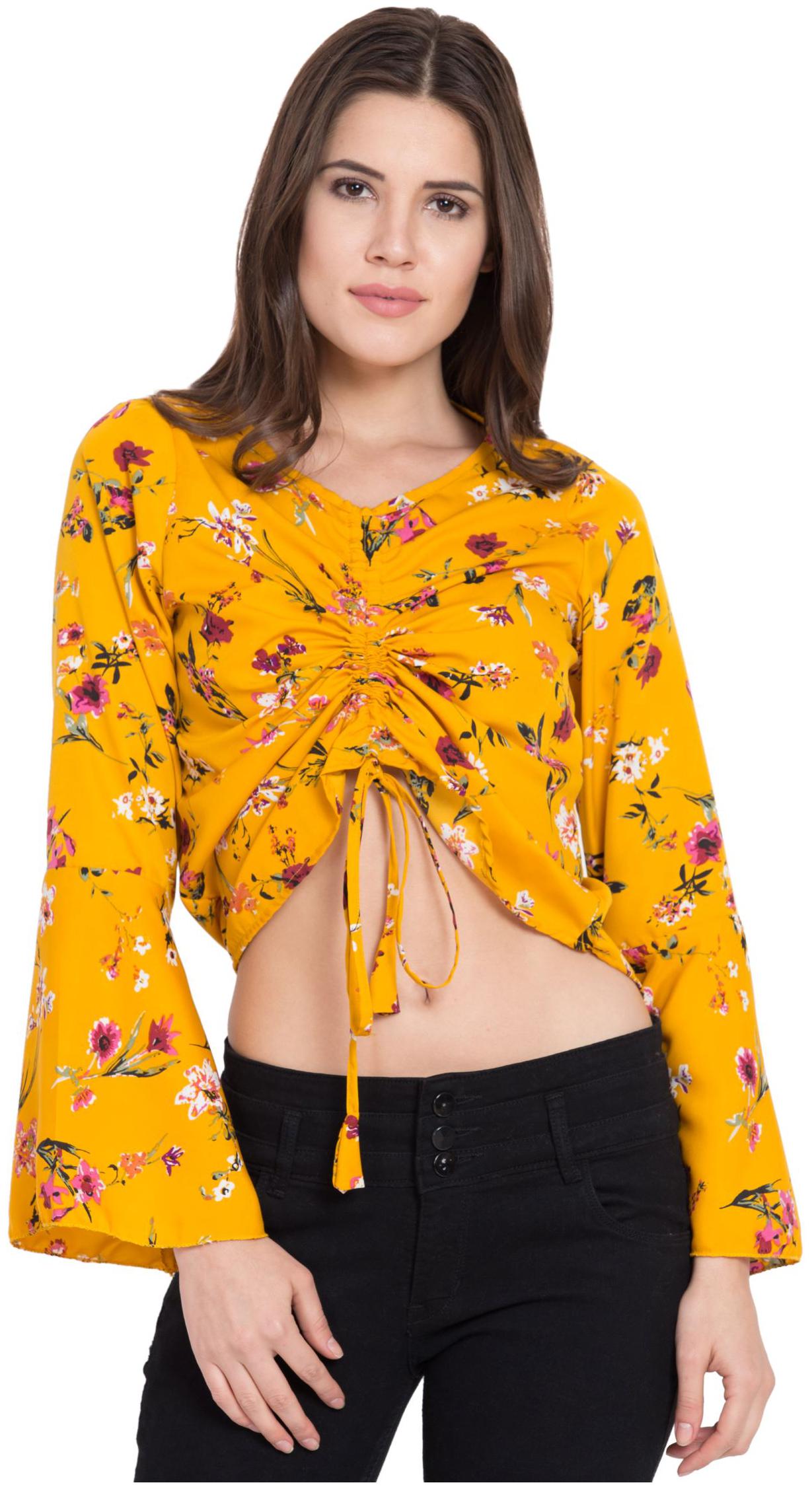 

Delux Look Floral Top For Women-Yellow