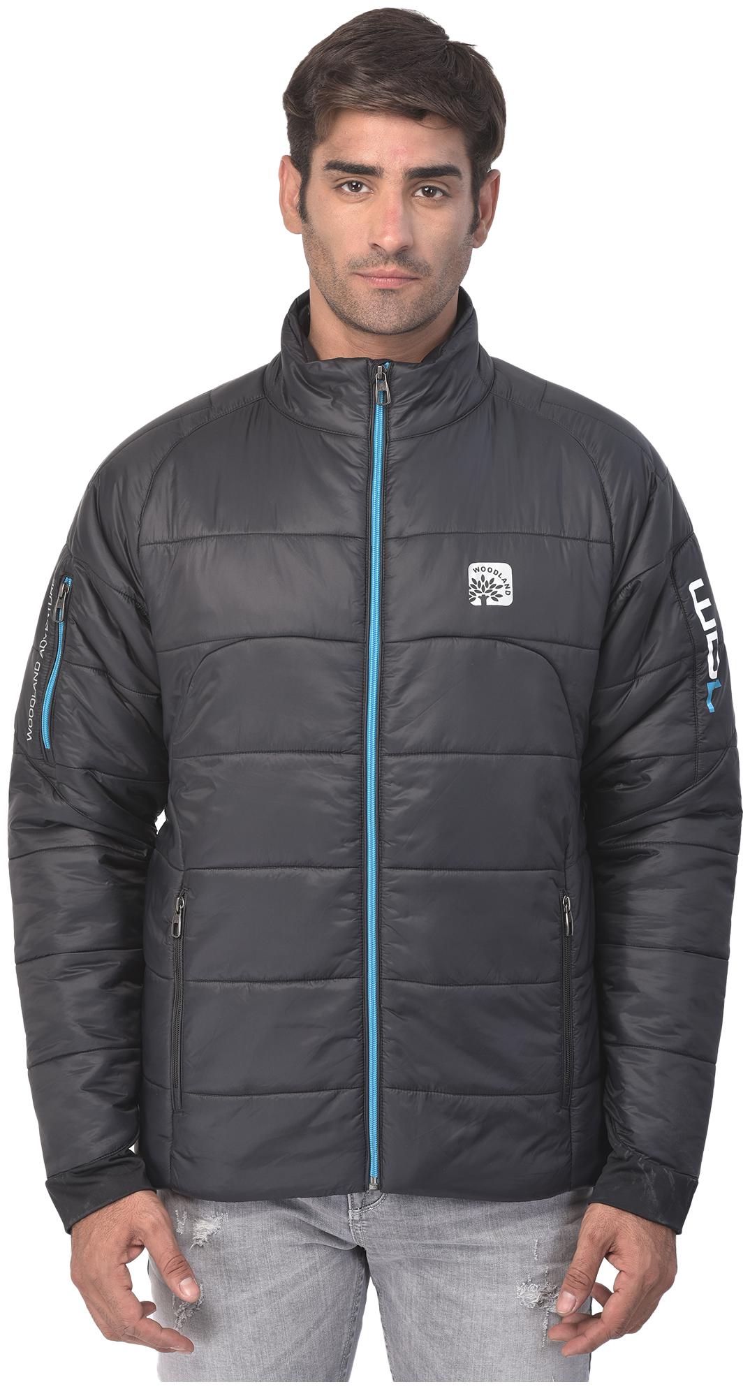 

Woodland Men Black Solid Bomber jacket