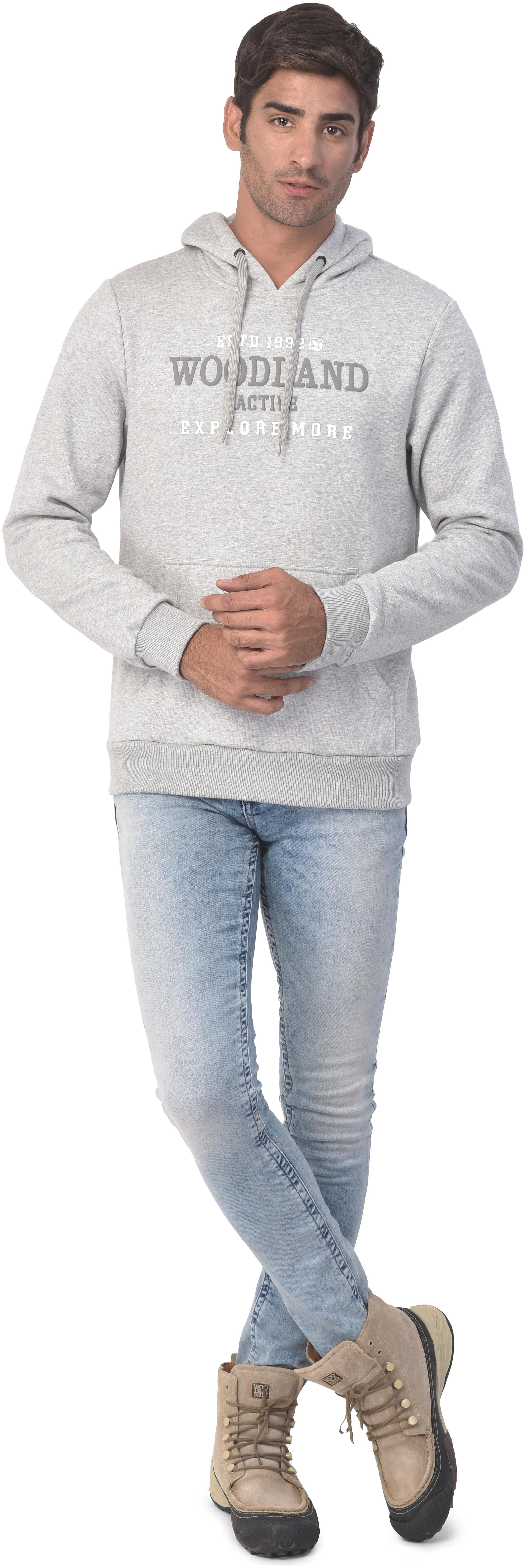 

Woodland Men Grey Hooded Hoodie