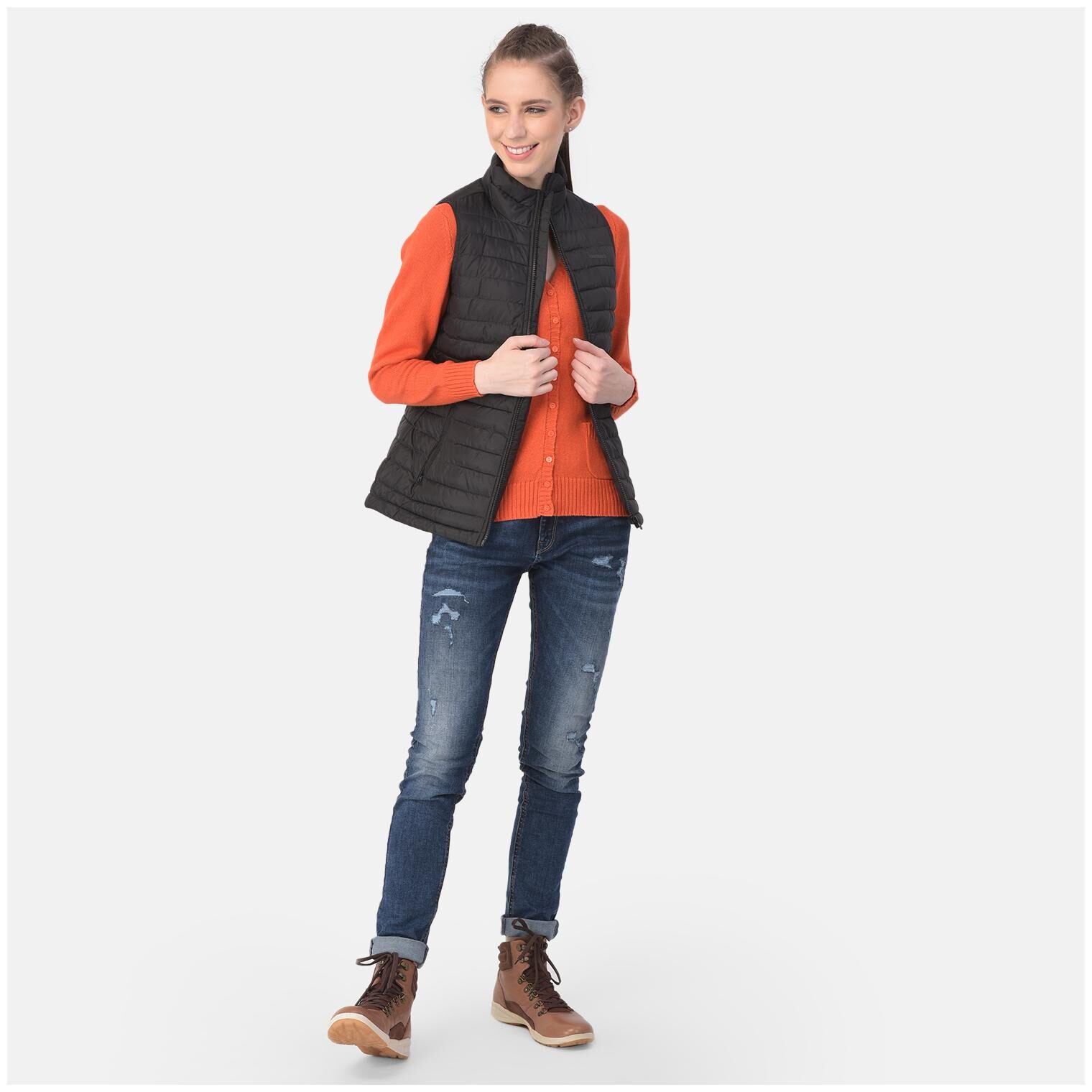 

Woodland Women Solid Bomber Jacket - Black