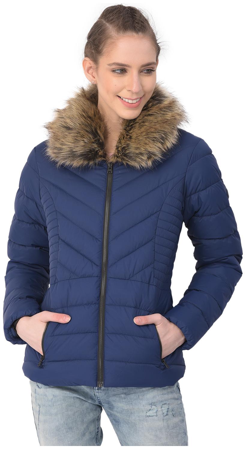 

Woodland Women Solid Quilted Jacket - Blue