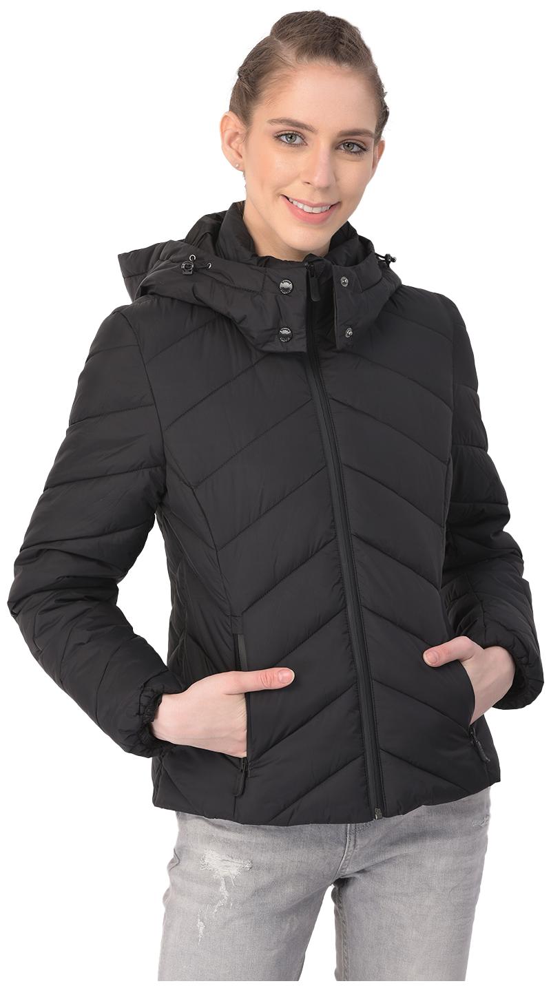 

Woodland Women Solid Quilted Jacket - Black