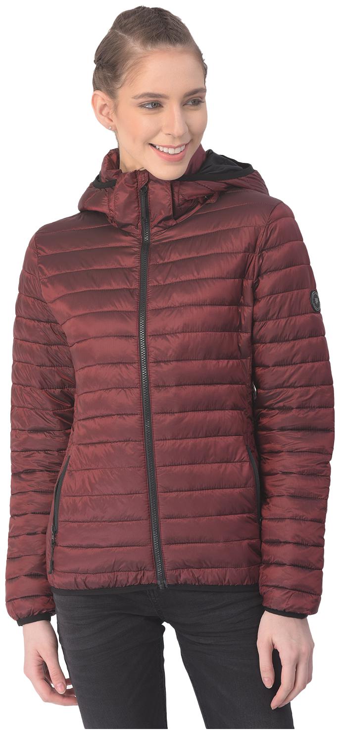 

Woodland Women Solid Quilted Jacket - Maroon