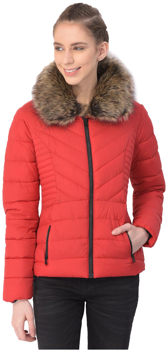 

Woodland Women Solid Quilted Jacket - Red