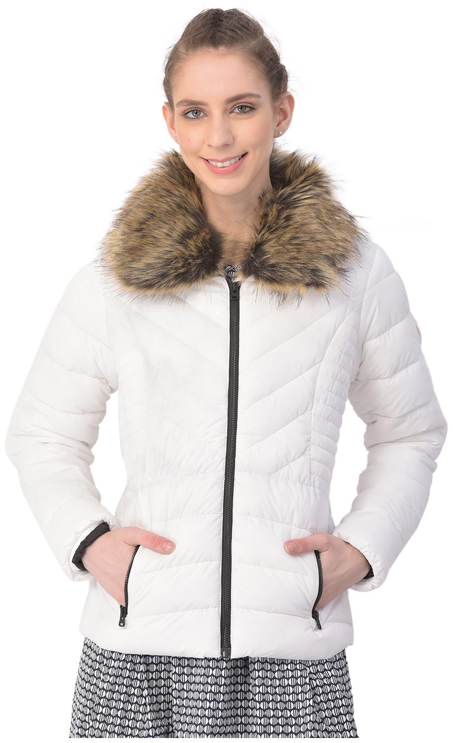 

Woodland Women Solid Quilted Jacket - White